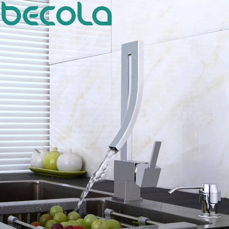 BECOLA New Design Kitchen Faucet Fashion Unique Styling  Brass Chrome Faucet Swivel Spout Sink Mixer Tap B-0005