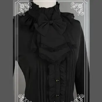 

White/Black Chiffon Blouse Slim Fitting Long Flare Sleeve Lace Ruffled Blouse/Shirt for Women