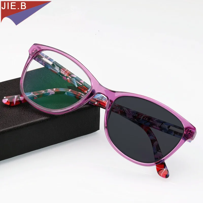 

2018 High Quality Fashion women Cat eye Acetate eyeglasses Frame Transition Sun Photochromic Reading Glasses