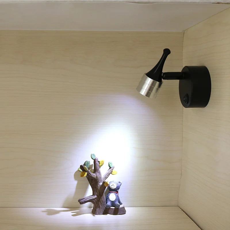 3 Вт светодиодный портативный светильник с беспроводным питанием от батареек, светильник для фотографий, кнопочный светильник для шкафа, точечный светильник, чехол для дисплея, черный корпус