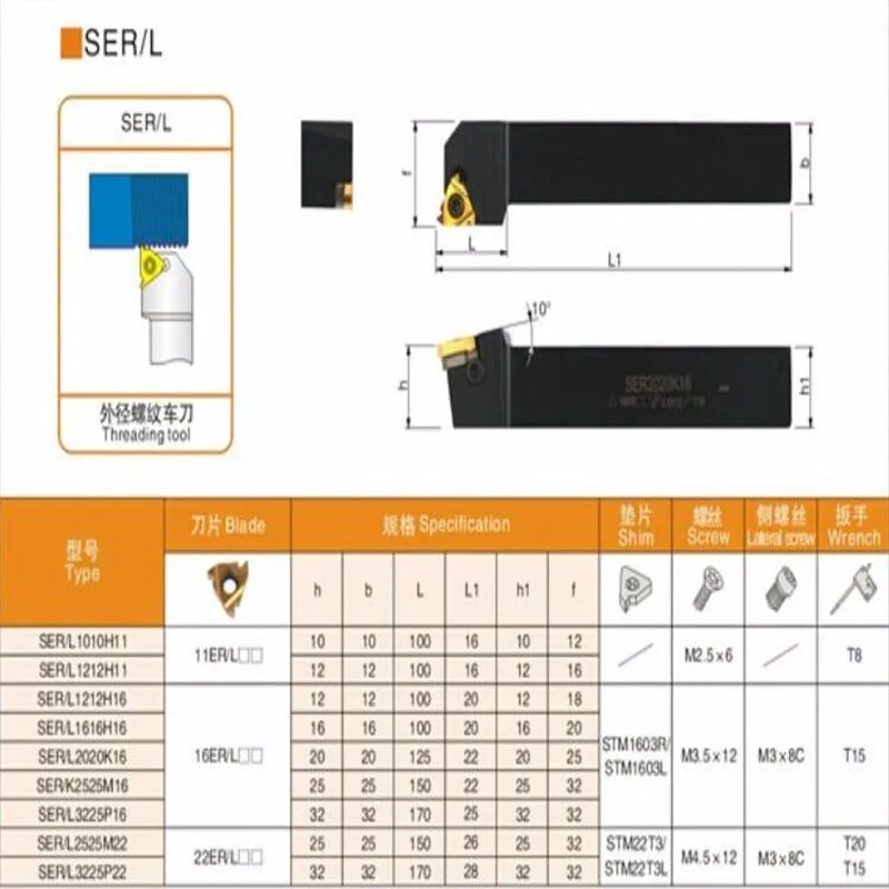 DANIU SEL1212H16 Cnc внешних Thrading поворотный держатель инструмента карбида вставки для Threading Tools токарный станок набор держатель