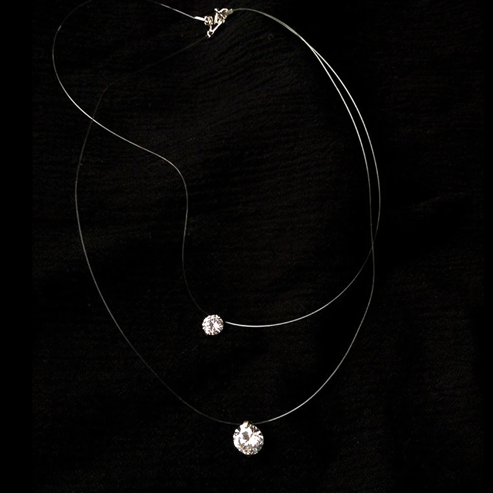 Сверкающий Циркон ожерелье и невидимая прозрачная леска простой кулон личное ожерелье