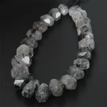 

Wholesale AA Quality String Natural Black Quartz Rutilated Stone Loose Beads 15' strand/lot Jewelry Making Gem Stone Bead