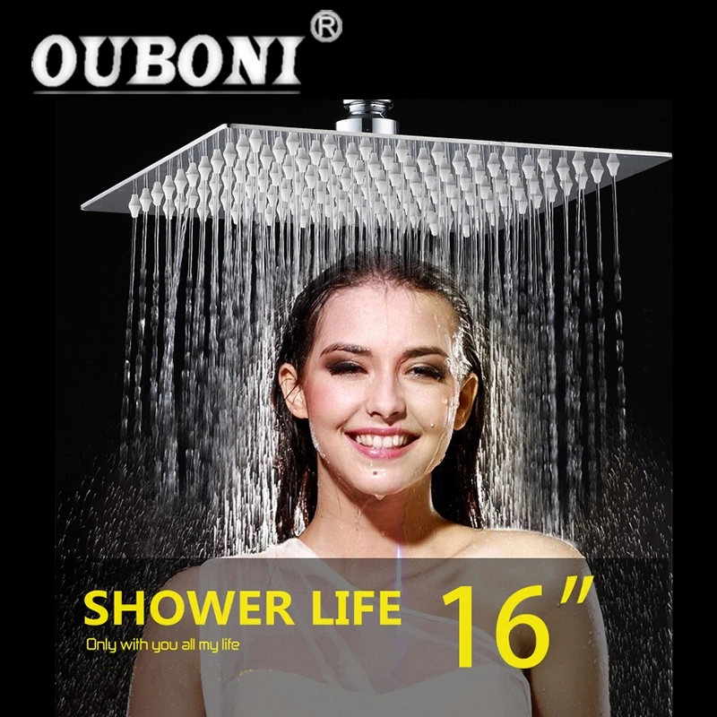 OUBONI 16 дюймов дождь Душ banho de chuva голова из нержавеющей стали душевая головка