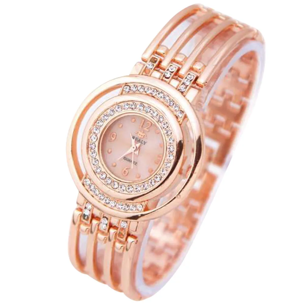 

Luxury Brand Women Watches Fashion Steel Strip Bracelet Watch Round Dial Rhinestone Ladies Quartz Watches Relogio Feminino #B