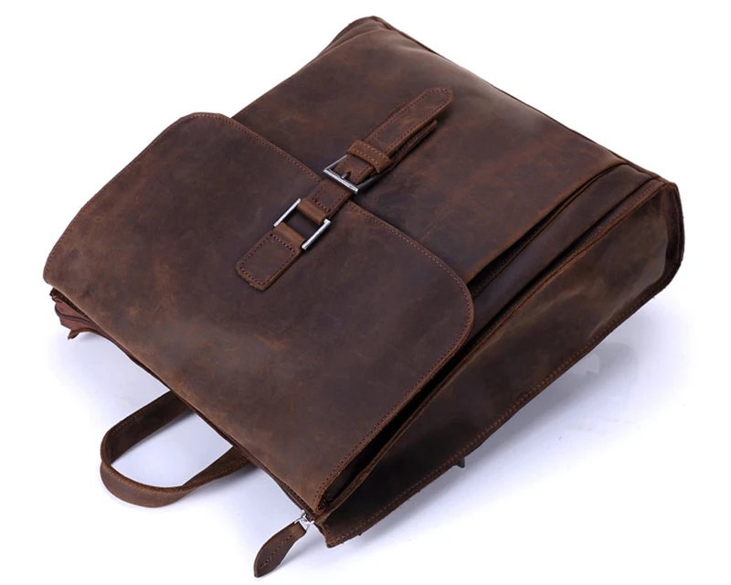 

Artmi Men's Genuine Leather Tavel Backpack Vintage Shoulder Bag Leisure Student Bag