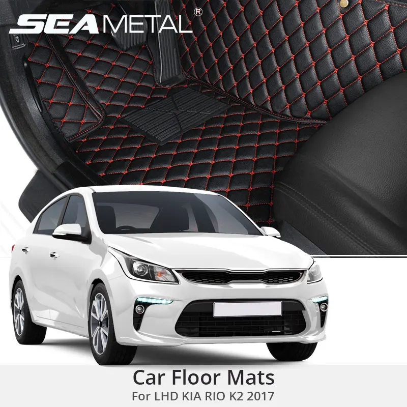 For LHD KIA RIO 4 K2 2018 2017 Car Floor Mats Cars 3D Custom Rugs Carpets PU Leather Black Red Covers Interior Auto Accessories For LHD KIA RIO 4 K2 2018 2017 Car Floor Mats Cars 3D Custom Rugs Carpets PU Leather Black Red Covers Interior Auto Accessories