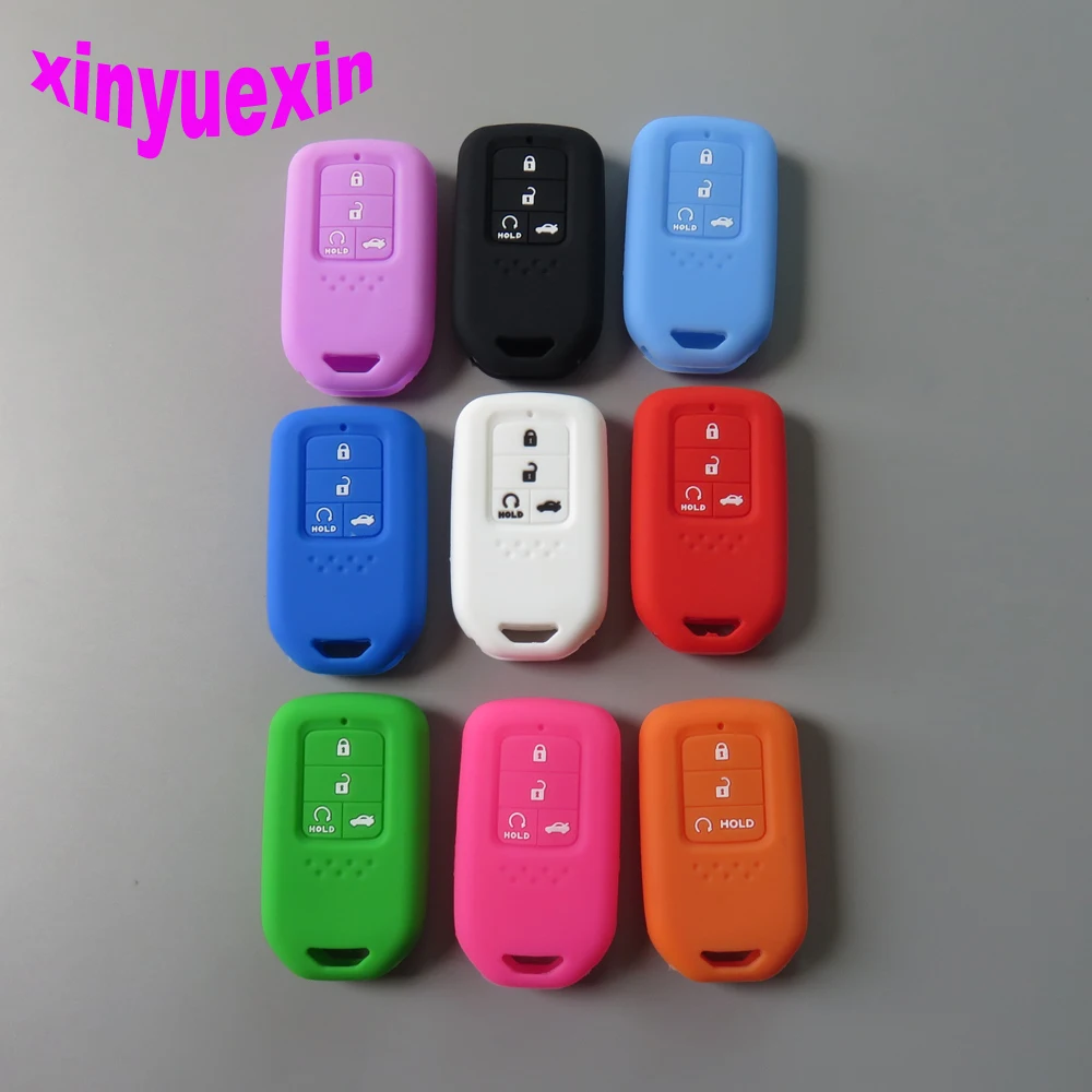 

Xinyuexin Silicone Car Key Cover Case For Honda 2016 2017 CRV Pilot Accord Civic Fit Freed Remote Key Car-stying 4 Buttons