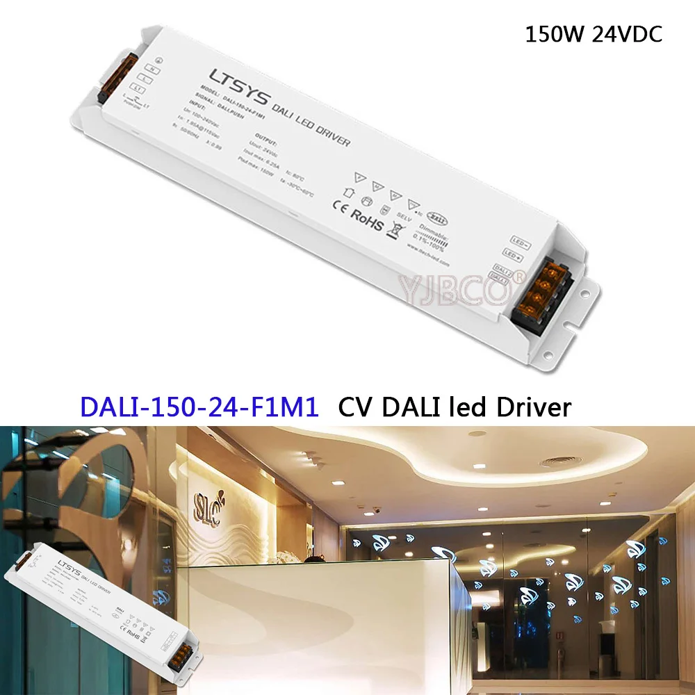 

LTECH 150W 24VDC CV DALI Driver;DALI-150-24-F1M1;AC100-240V input;DC24V 6.25A 150W output;DALI/Push DALI Led Dimming Driver