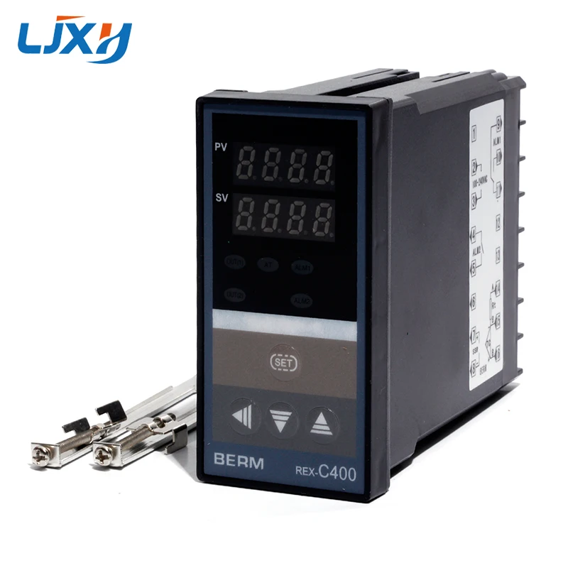 LJXH двойной цифровой PID контроллер температуры REX-C400+ 25DA/40DA/75DA твердотельное реле+ 1 м M6 резьба K термопары+ радиатор