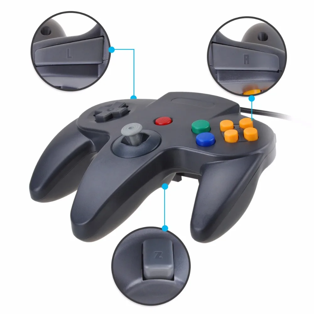 Iseebiz  Wired Gamepad Joypad For Nintendo N64 Controller for Mac for N64 Controller USB Joystick Gamepads For Windows PC 