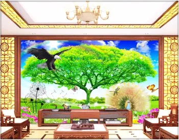 

3d wallpaper custom photo tree the eagle peacock butterfly flower scenery decor painting 3d wall murals wallpaper for walls 3 d