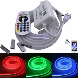 1-10 м 110 V/220 V 5050 60 светодиодный/M RGB светодиодный полосы неоновые огни IP67 водонепроницаемый с 24key RGB контроллер Bluetooth комплект