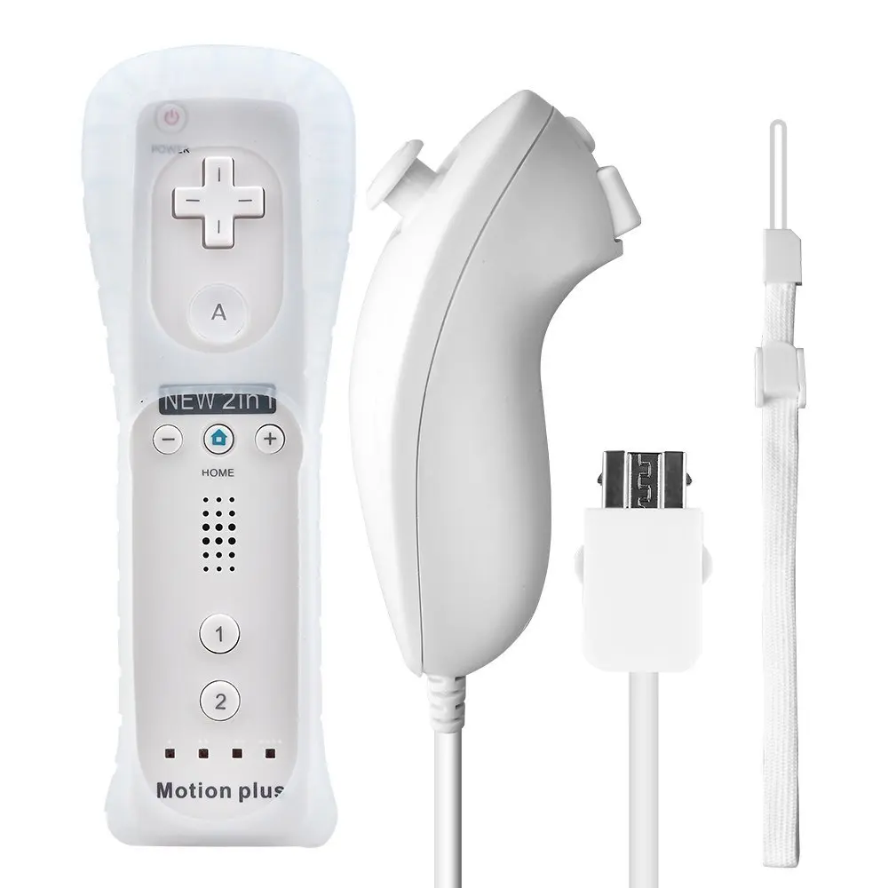 2 в 1 Встроенный Motion Plus пульт дистанционного управления Джойстик Nunchuk для nintendo wii геймпад контроллер с защитный силиконовый чехол