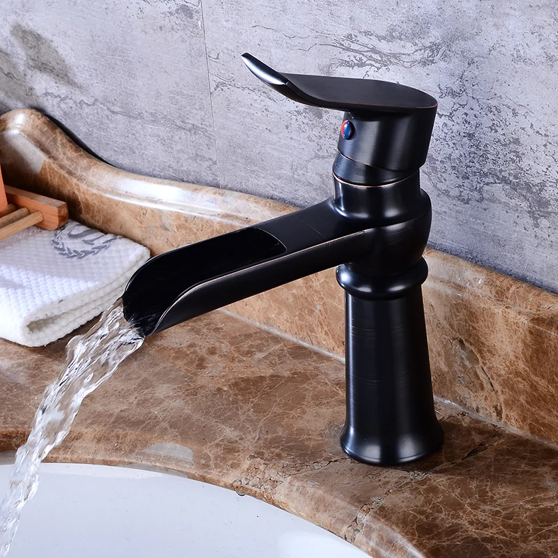 Fapully أسود حوض الحنفيات الشلال صنبور الحمام الغرور وحيد مقبض بالوعة الحمام الحنفية الحنفية torneira