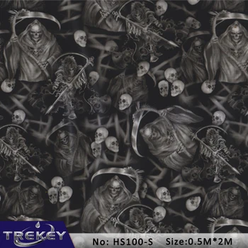 

0.5M*10M skull with saber hydrographic-water-transfer-printing-film, water dipping film, decorative cover for phone case HS100-S