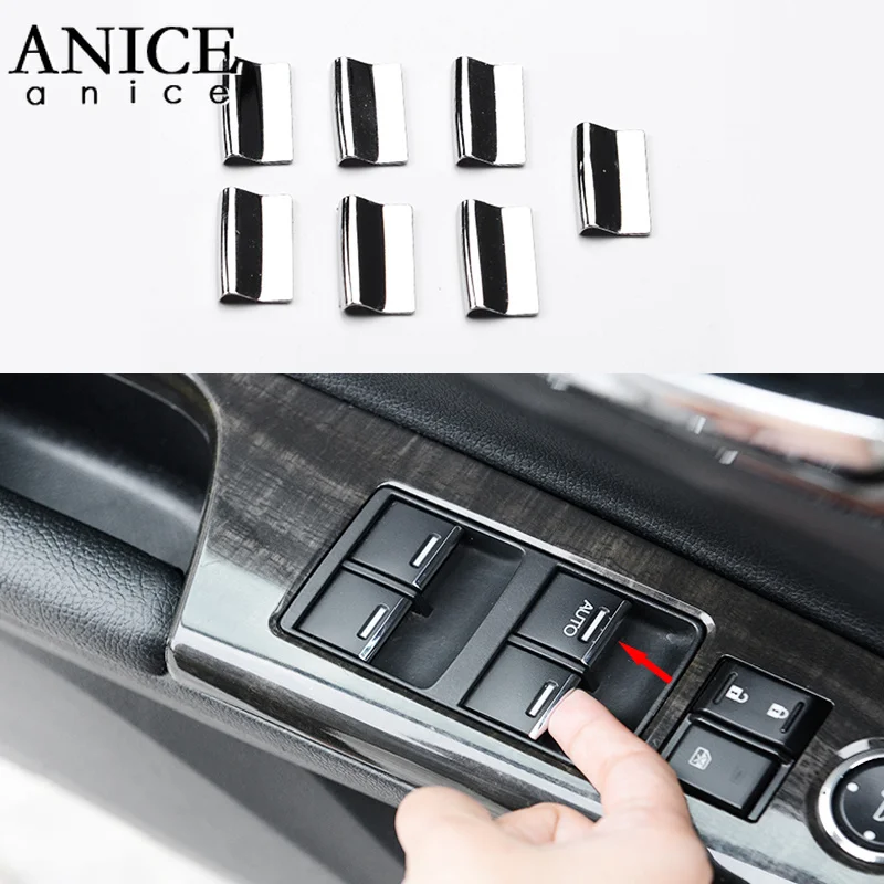 

7pcs Window Lift Switch Sequins Trims Cover Chrome Trim Fit For Honda Accord 2008-2017
