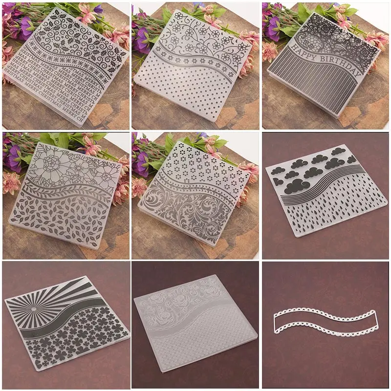 

Embossing Folder Stencils for DIY Scrapbooking Plastic Handmade Template Crafts Art Diary Decor Painting Drawing Spray Tool Card