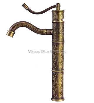 

Traditional Bamboo Style Bathroom Faucet Antique Brass Single Handle Deck Mounted Vessel Sink & Basin Mixer Taps Wnf163