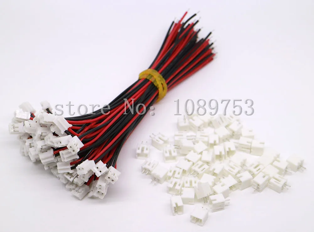 20 SETS Mini Micro JST 2.0 PH 2-Pin Connector plug with Wires Cables 100MM afbeelding