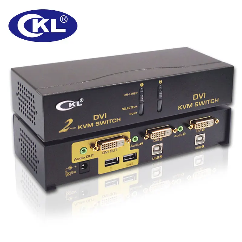 CKL 2 Port USB DVI KVM Switch PC Monitor Keyboard Mouse