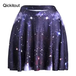 Qickitout юбка Горячая оптовая продажа новый сексуальный тонкий Для женщин Mini Galaxy серый Star Юбки для женщин 3D цифровой печати плиссированные