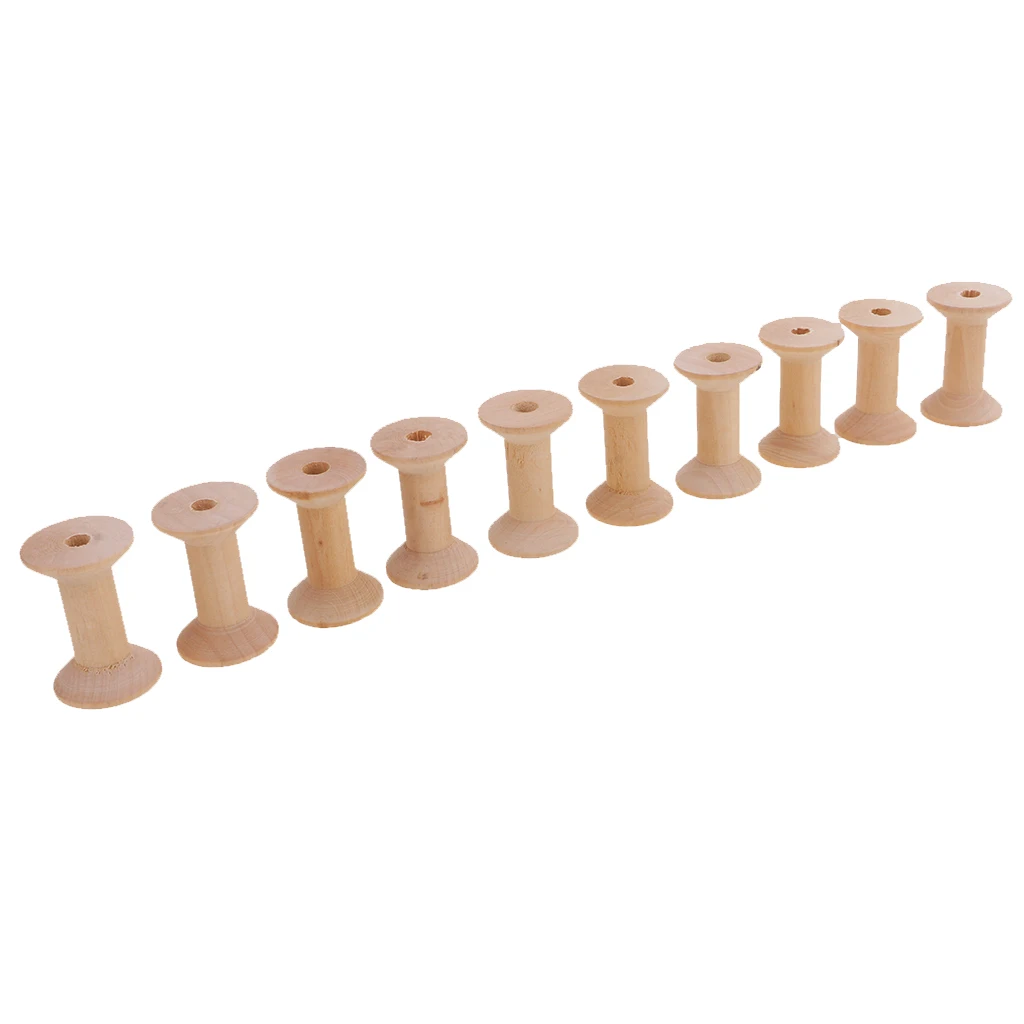 New Hot Sale 10 Pieces Natural Wooden Empty Thread Spools Sewing Bobbins DIY Clothes Bag Wedding Dress Apparel Sewing Tools 