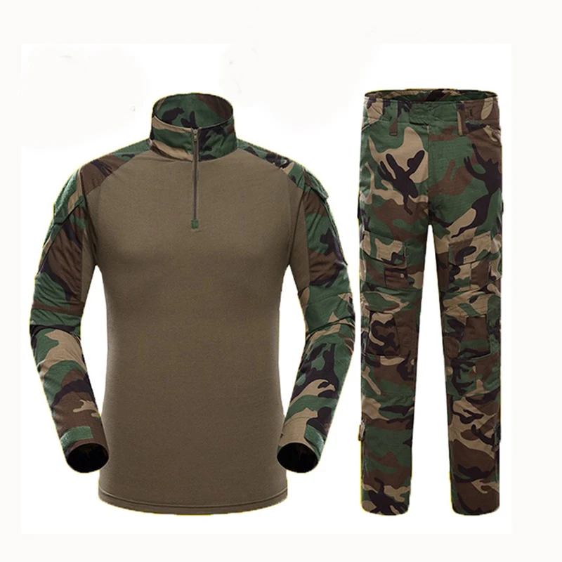 Пейнтбол тактическая камуфляжная военная форма Военная Маскировочная костюм военная одежда для охотника и рыбалки рубашка и брюки - Цвет: Woodland Camo