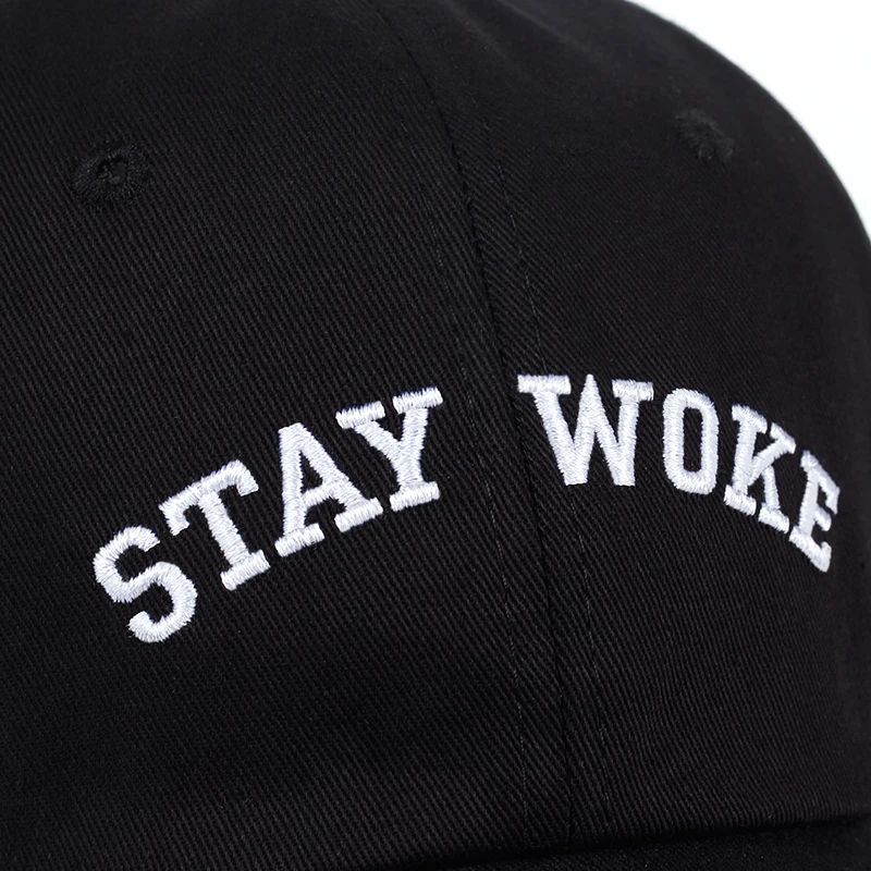 Новинка 2017 Stay Woke вышивка неструктурированных Dad Hat Регулируемые Мужчины Женская мода хлопок бейсбол Кепки