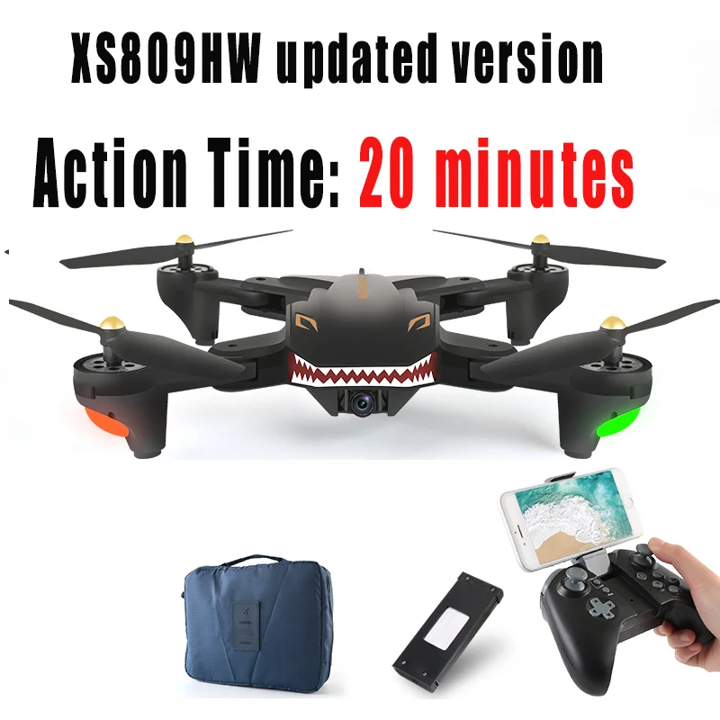 

SMRC XS809 Helicopter Drones with Camera Hd FPV Wifi 720P 2.4G 4CH 6 Axis Hovering USB Visuo Remote Control Quadcopter