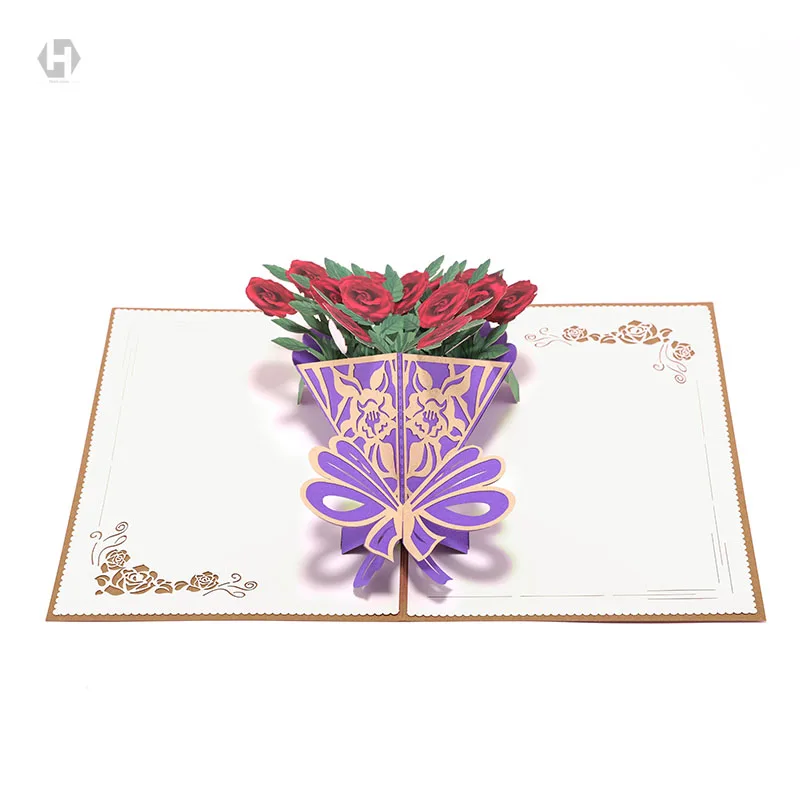 heart moon flower cards laser cut 3d paper pop up kraft