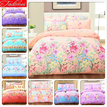 

New Classical Flower Pattern Pink Duvet Cover 4pcs Bedding Set Adult Soft Thick Cotton Bed Linens 200x230 Quilt Comforter Cover