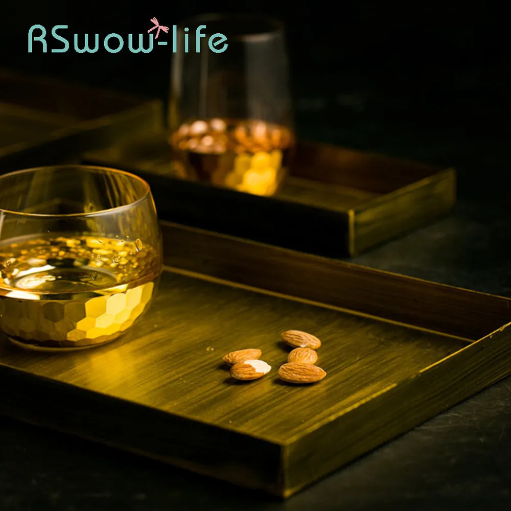 Household Golden Wrought Iron Trays Retro Dessert Snack Candy Storage Trays Serving Tray Food Tray For Kitchen Storage