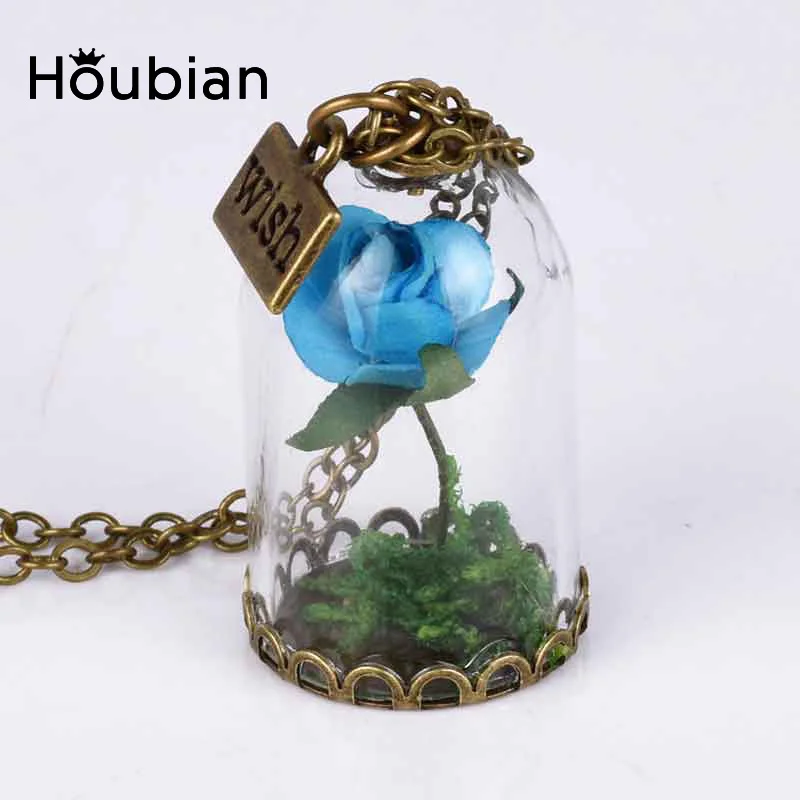 Винтажное стеклянное ожерелье Houbian в виде сушеных цветов с бутылкой желаний