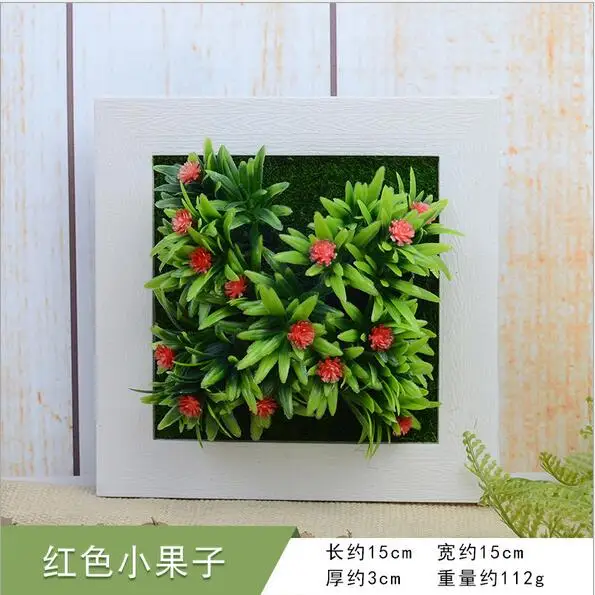 3D artificial simulation red flower plant painting frame creative green
