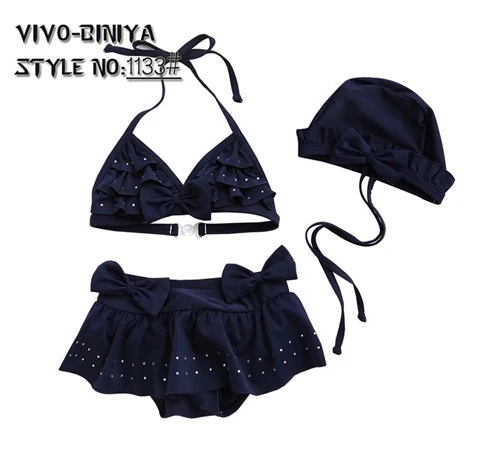 VIVOBINIYA/ ; детский купальный костюм для маленьких девочек; детский купальный костюм из 3 предметов; летняя одежда; раздельный купальник - Color: 5T