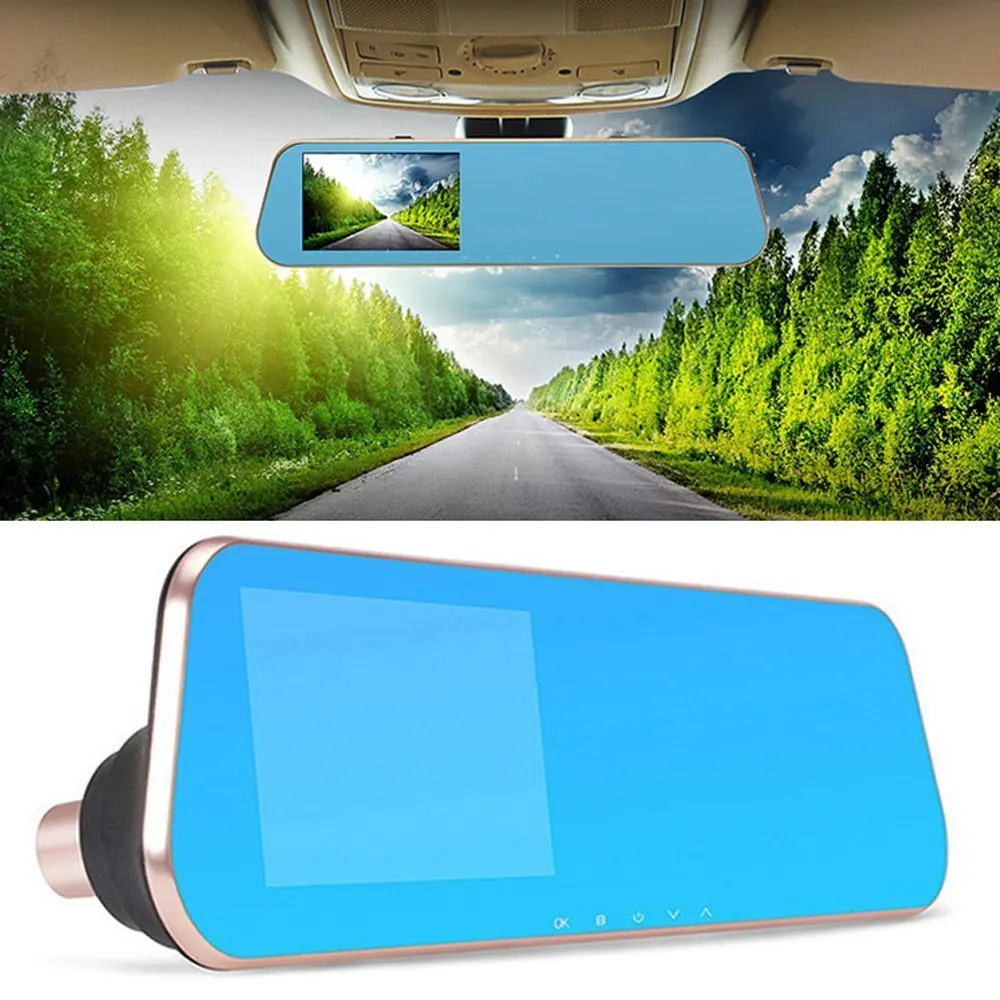 Podofo 4.3 Inch Car Rear View Mirror Dash Cam Auto Video Recorder Registrator Camcorder Dashcam with Dual Lens Car Camera Dvrs