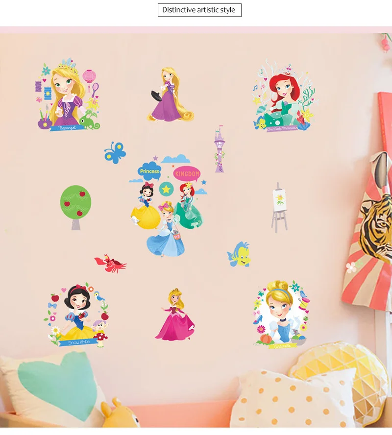 Disney Дети стикер мультяшка Принцесса Белоснежка DIY игрушка для украшение для детской спальни милые девушки наклейки autocollant enfant