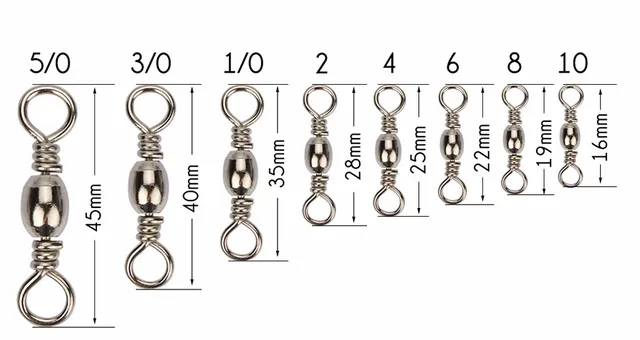 Goture 200pcs/lot Fishing Swivel Rolling Barrel Swivels Stainless Steel Sea  Fishing Hook Connector Size 10, 8, 6, 4, 2, 1/0