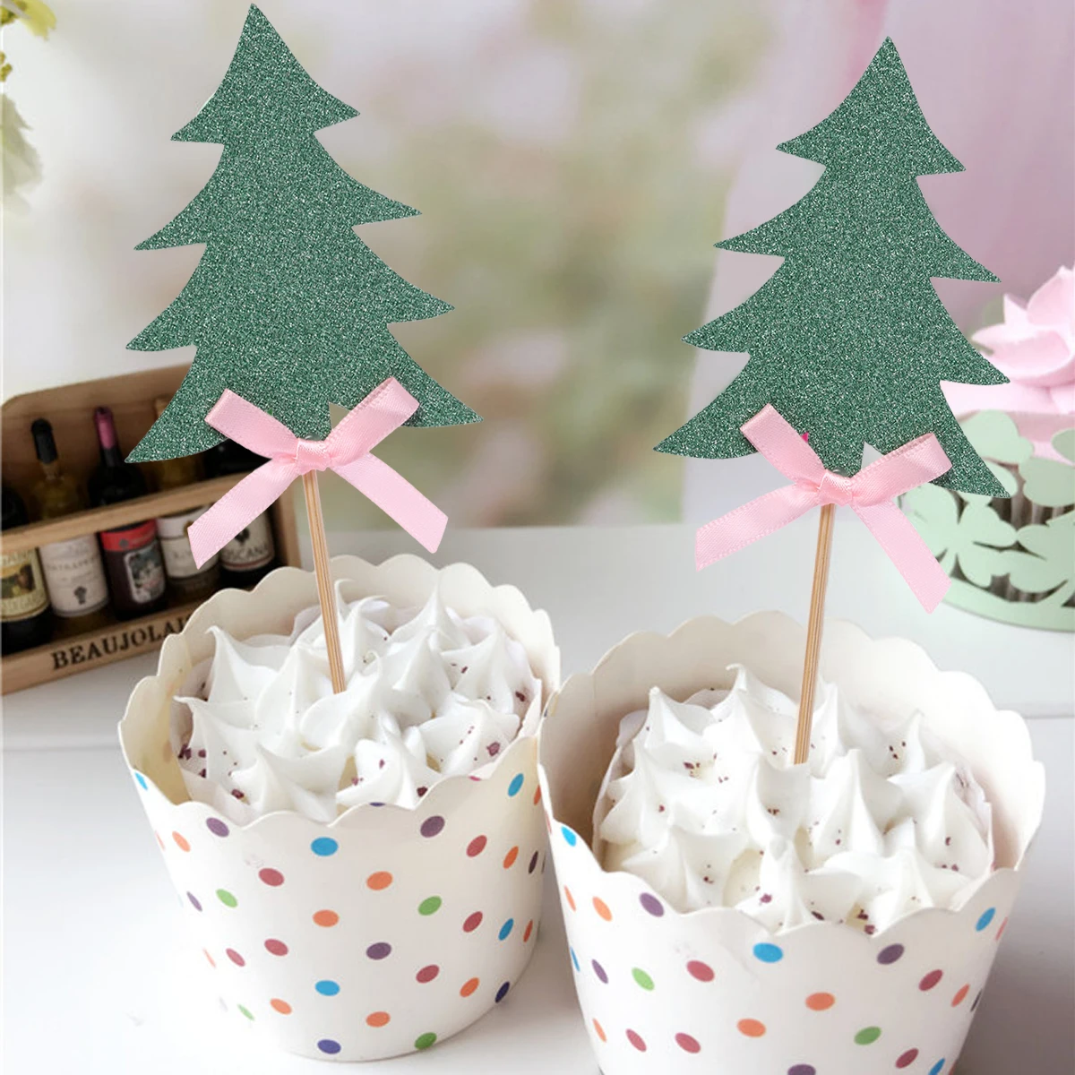 

Cupcake Topper Decorative Christmas Trees Cupcake Picks Star For Party Wedding Decoration