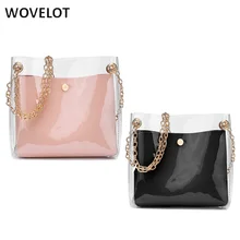 Модная женская мини маленькая сумка на плечо прозрачная Милая композитная сумка для девочек женские сумки