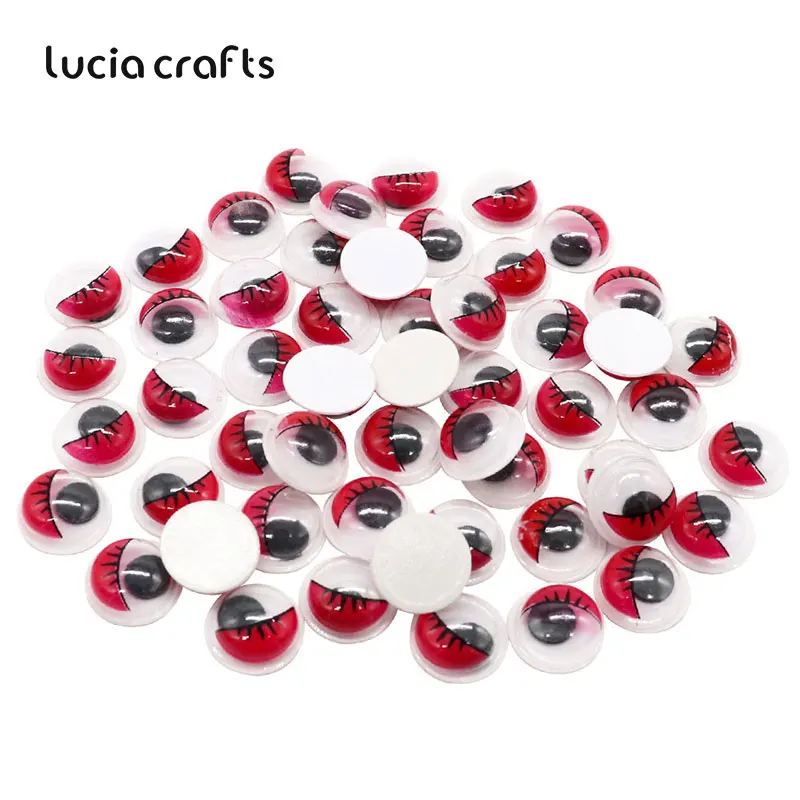 Lucia crafts 50 шт. 10 мм с ресницами Googly Wiggly Eyes самоклеящиеся пластиковые глаза скрапбук для кукольных игрушек аксессуары K0805 - Цвет: Red 50pcs