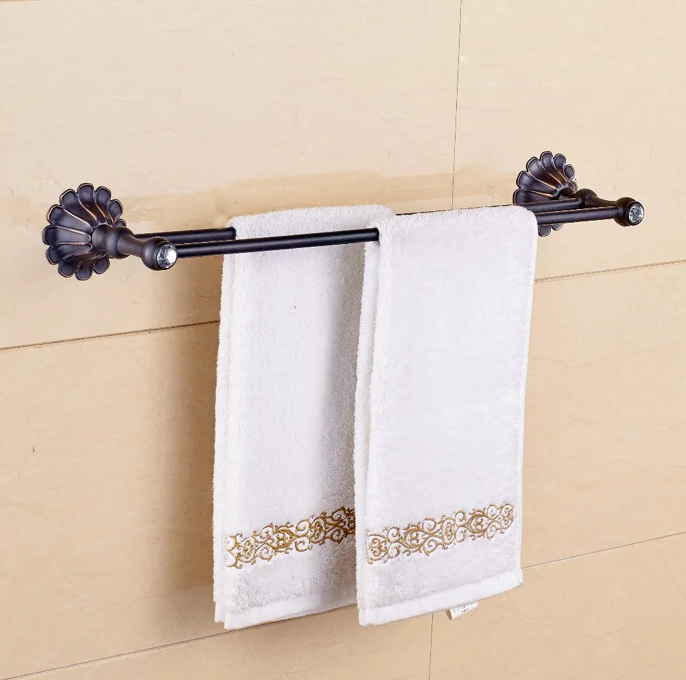 

Luxury Oil Rubbed Bronze Towel Shelf Double Hangers Flower Carved Btah Towel Rack