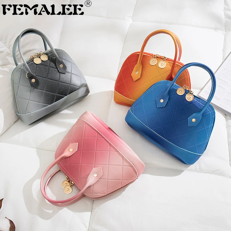 

Women New Gradient Diamond Lattice Chain Shoulder Bag Lady PU Leather Plaid Shell Handbag Female Cross Body Bag Messenger Bolsa