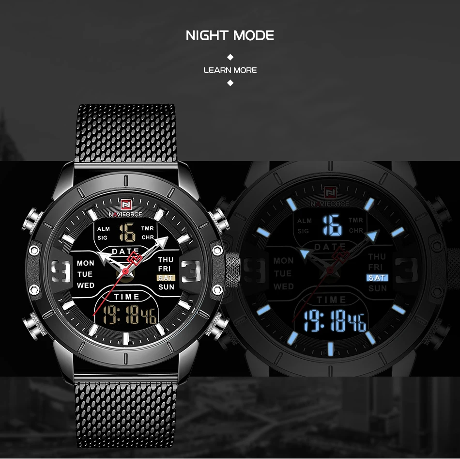 Часы наручные NAVIFORCE Мужские кварцевые роскошные Брендовые спортивные модные