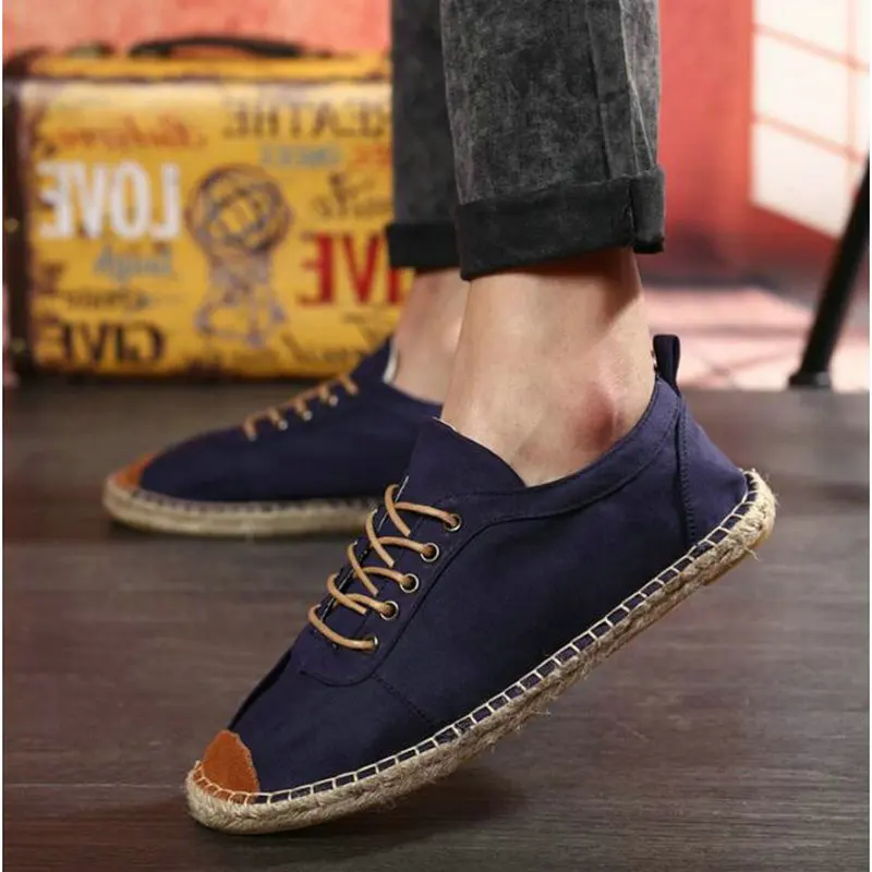 

2018 Fashion Male Espadrille Fisherman Shoes Flats Hemp Soft Mens Casual Shoes boat Loafers Shoes for men flats Breathable LF-36