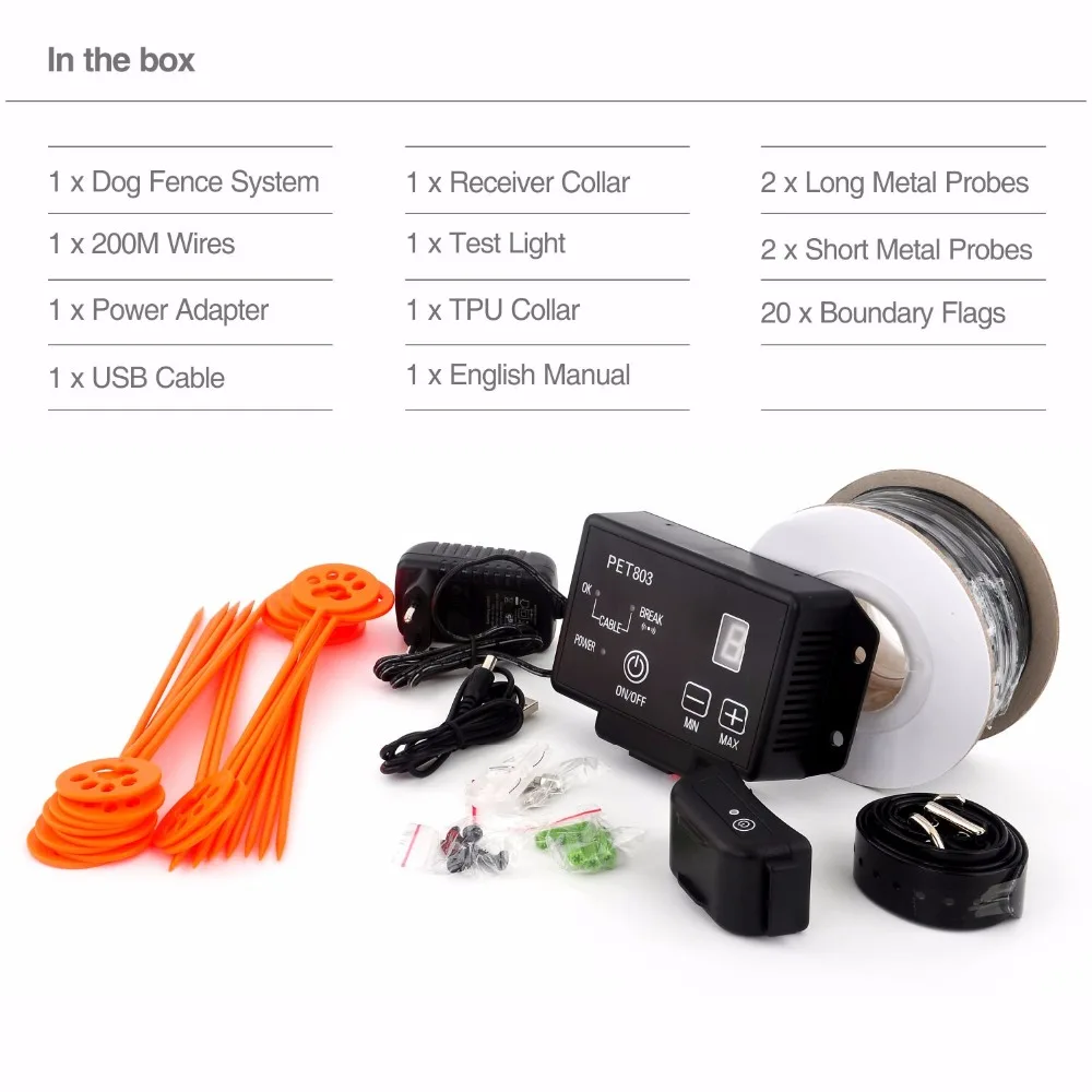 

Electric Shock Dog Collar Fence Fencing System Dog Security Fence with 200M Boundary Wires Pet Safe In the Garden