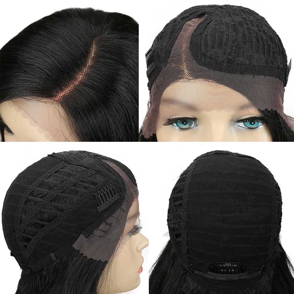 Волшебная парики 2" дюймовый эффектом деграде(переход от темного к коричневый волнистые волосы Жаростойкие накладные волосы части парики синтетический Синтетические волосы на кружеве парики для чернокожих Для женщин