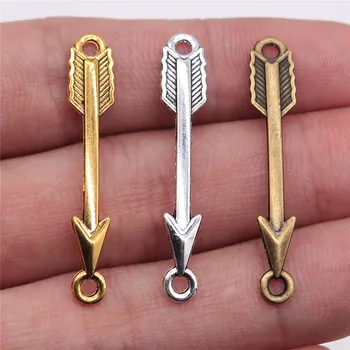 

WYSIWYG 20pcs 37x6mm 3 Colors Antique Gold Antique Silver Color Antique Bronze Arrow Connector Charms For Jewelry Making