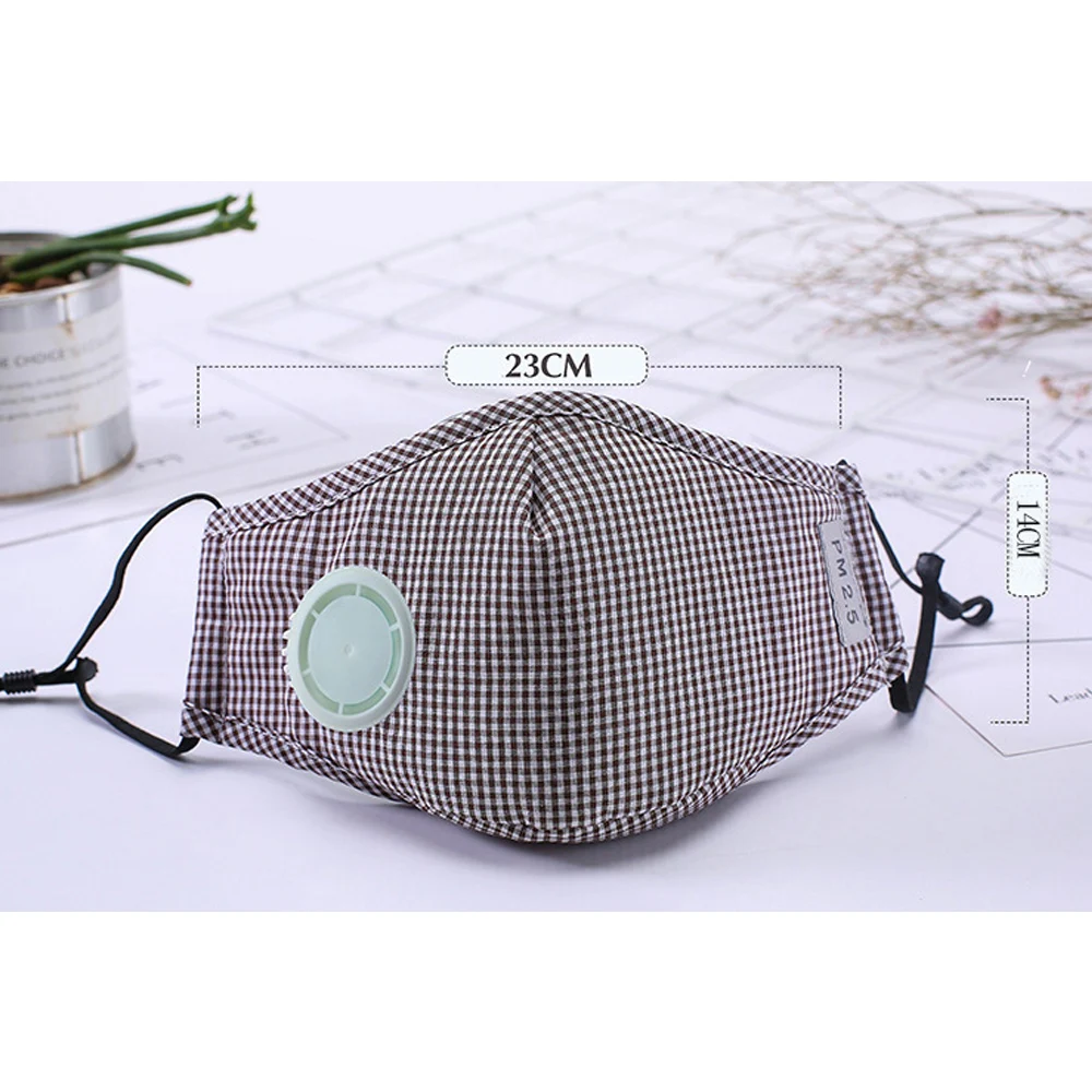 1Pcs Fashion Unisex Cotton Breath Valve PM2.5 Mouth Mask Anti-Dust Anti Pollution Mask Cloth Activated carbon filter respirator
